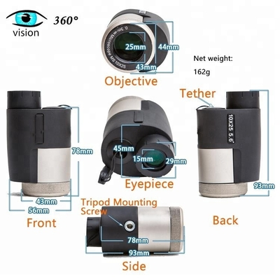10x25 Mini High Power Zoom Monocular mit Handband